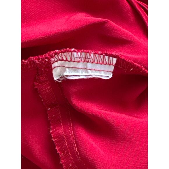 VTG 90s Satin Slip Dress California Dynasty L Burgundy Babydoll Lace Bow - Picture 9 of 12